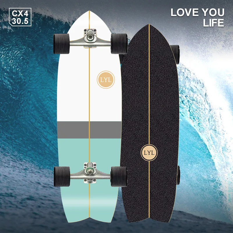 2021 New 78cm Professional CX4 Carver Surf Land Skateboard Highly Smooth Maple Professional Land Surfboard Big Fish Board