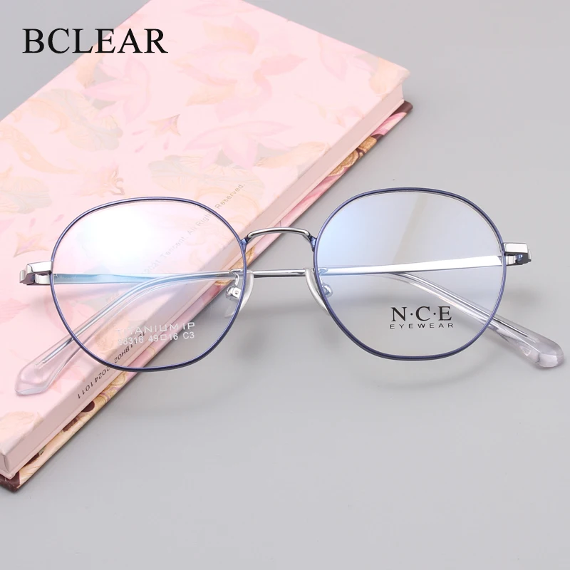 

BCLEAR New Arrival Quality Ultra-light Men Women Titanium Eyeglasses Frames Fashion Literary Retro Round Prescription Spectacles