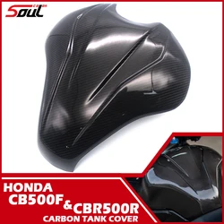 Motorcycle Real Carbon Fiber Tank Pad Sticker Tank Protect Cover Guard Fits For HONDA CB500F 19-24 CBR500R 2020 2021 2022 2023