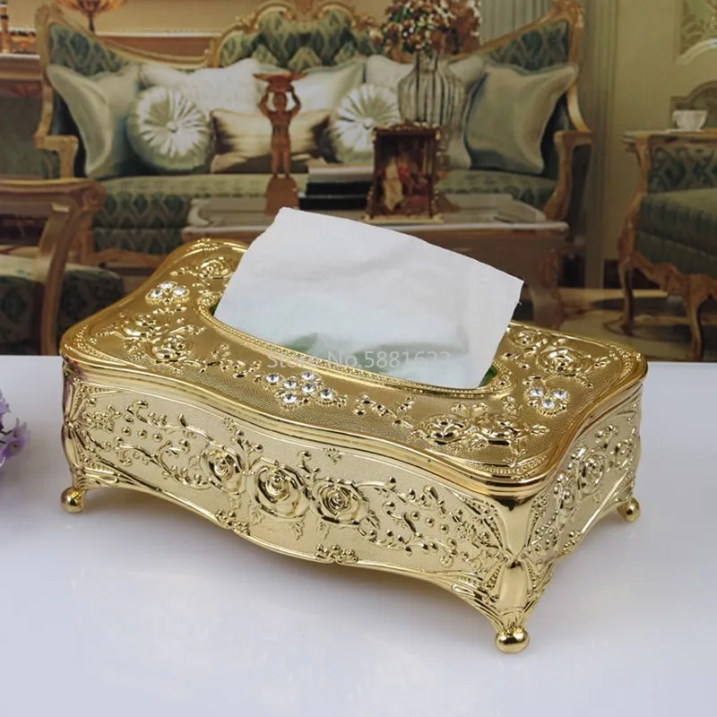 Gold/Silver European Luxury Acrylic Tissue Box Hotel Restaurant Napkin Holder Household Tissue Box WF911350