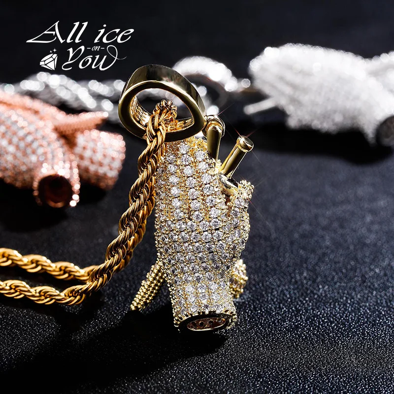 ALLICEONYOU Hip Hop Praying Hand Pendant Necklace Bling Fashion Charm Jewelry Iced Out Cubic Zirconia Gift For Men Women