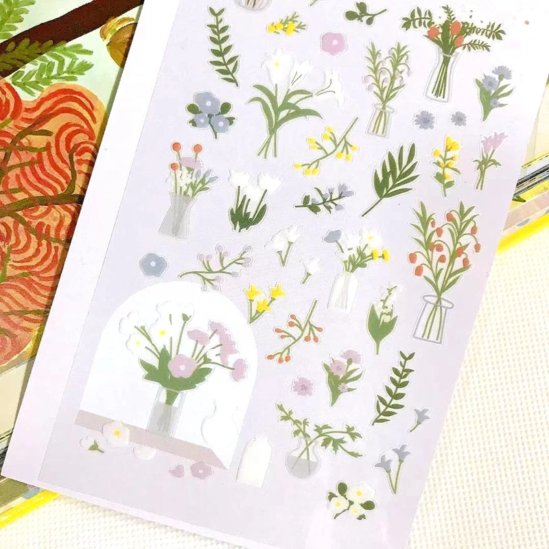 Suatelier trawa naklejki z kwiatami Scrapbooking materiał No.1124 Fleur śmieci dziennik dekoracji pamiętnik tworzenie kartek DIY Craft 2021
