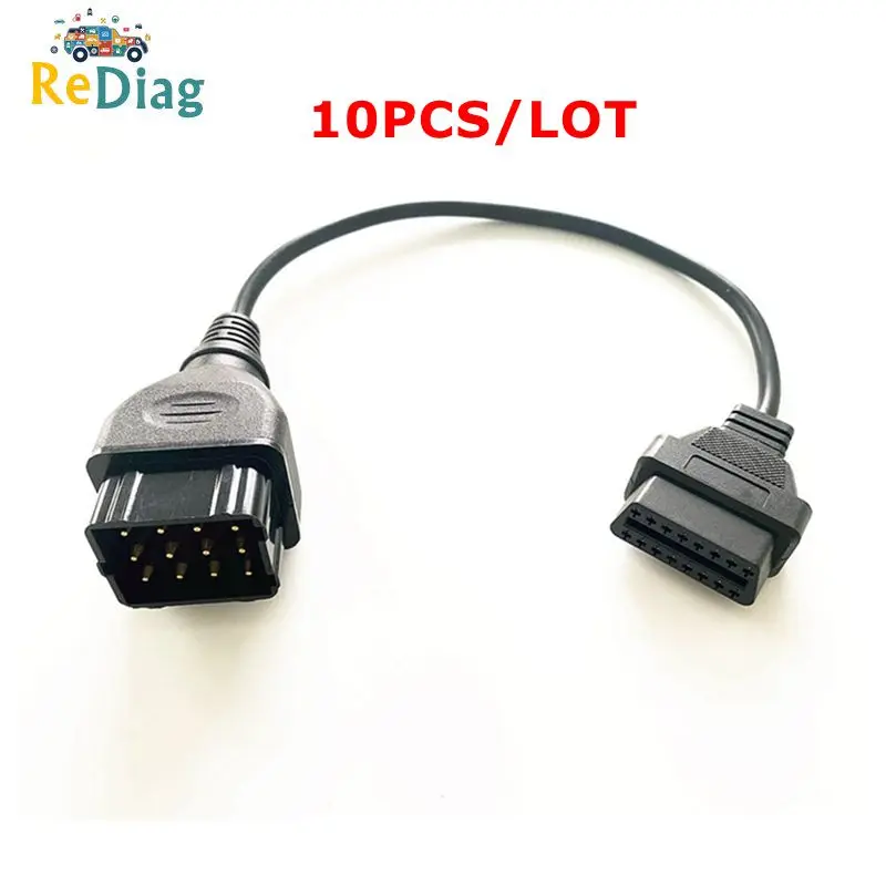 

10PCS/LOT OBD2 Extension Cable for GAZ 12Pin Male to 16PIN Female Adapter work with Russian Truck Car