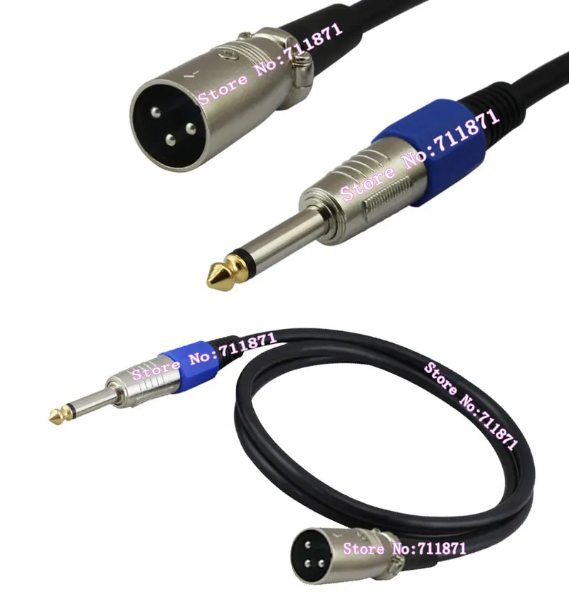짧은 TS 6.35 XLR 어댑터 케이블 라인 남성-남성 3핀 캐논 6.35mm 어댑터 라인 코드 와이어 TS 6.35 3P XLR 남성 코드 커넥터