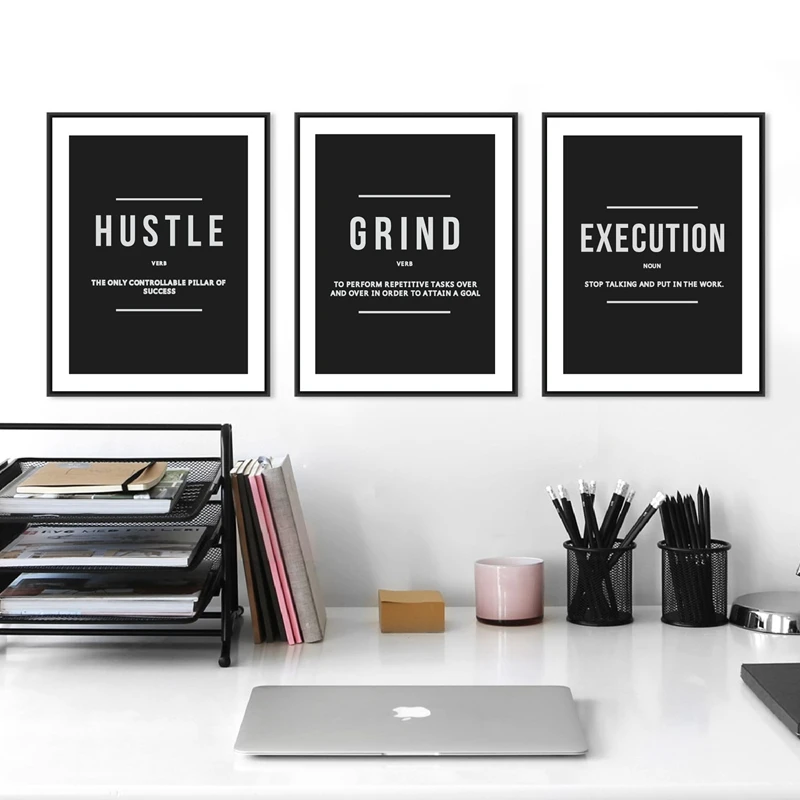 Grind Hustle Execution Motivational Posters and Prints Office Decor Modern Art Entrepreneur Motivation Canvas Painting Pictures