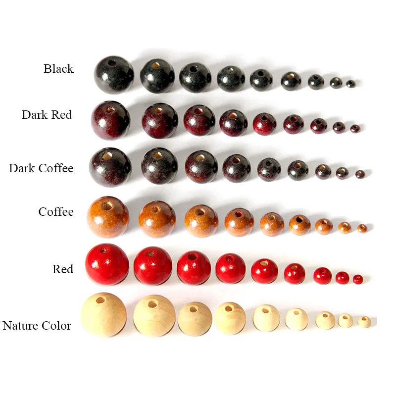 10-500 Stuks Kleuren Ronde Natuurlijke Houten Kralen 4-20Mm Milieuvriendelijke Ronde Losse Spacer Hout Kralen Voor armbanden Sieraden Maken Diy