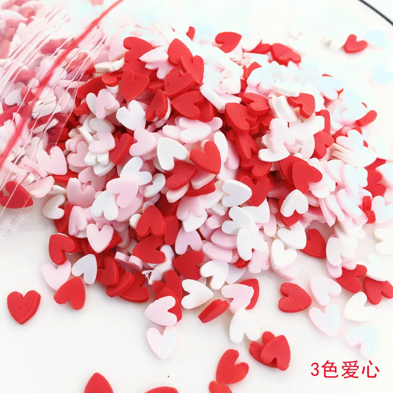 10g 5mm Love Heart Polymer Clay Slices Colorful Heart Polymer Hot Clay Sprinklesfor DIY Crafts Tiny Slime Material Accessories