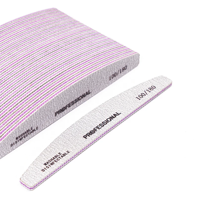 50Pcs Professional Nail File Sandpaper Strong Thick Nail Files Buffer For Manicure Sanding Half Moon Lime Nail Tools 100/180