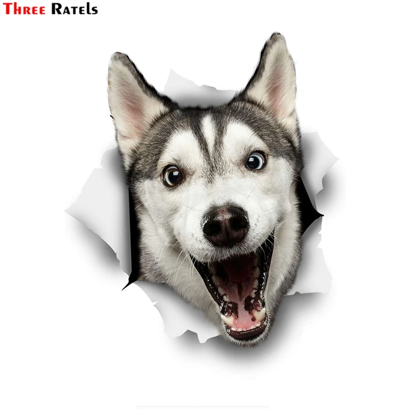 Three Ratels 1056 Three Ratels 3D Dog Stickers Happy Husky Kawaii Stickers For Chidren Toy Waterproof Sticker to DIY kitchen dec