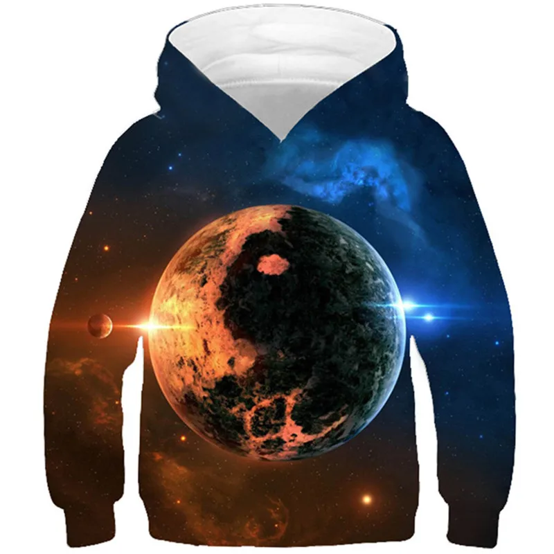 Children Yin Yang Gossip Colorful Space Galaxy Star Funny Design Sweatshirt Boys Girl Hooded 3D Hoodies Kids Fashion Pullover