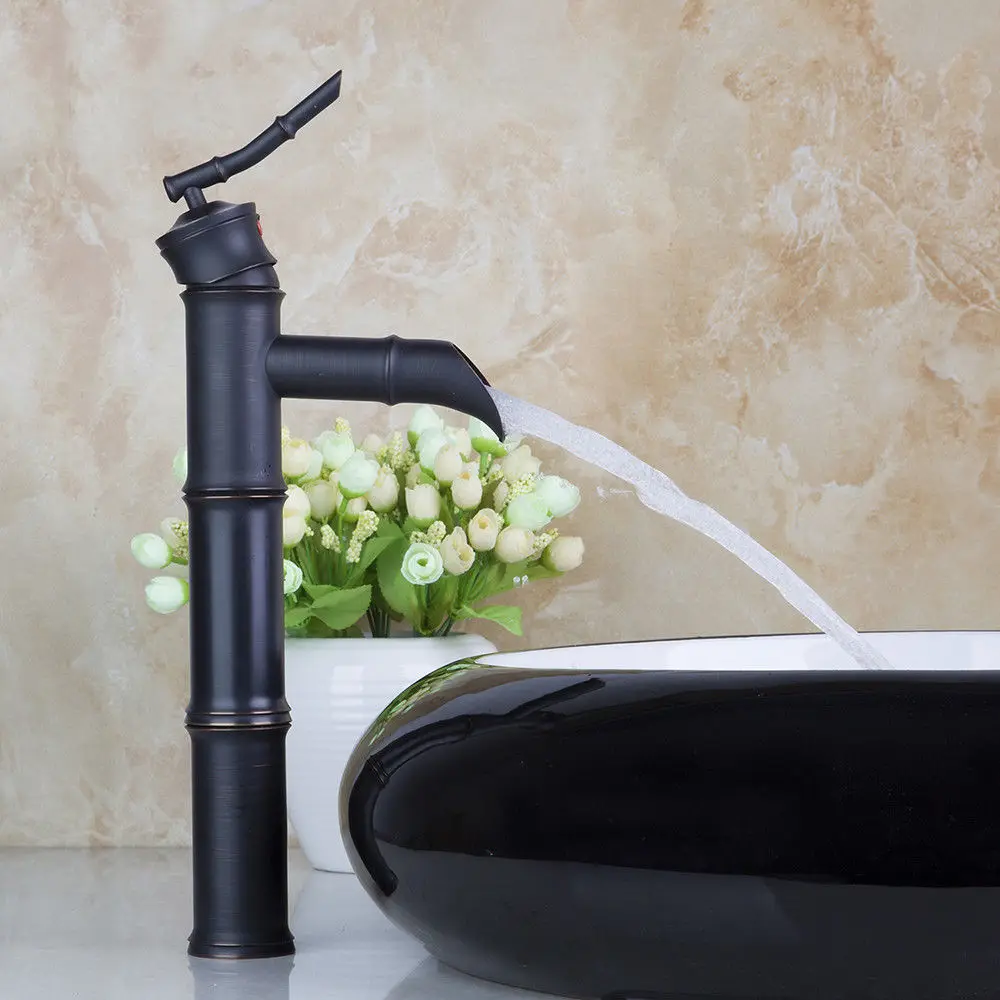 

Oil Rubbed Bronze Waterfall Bathroom Basin Vessel Sink Faucet Lavatory Single Handle Mixer Tap Deck Mounted KD1130