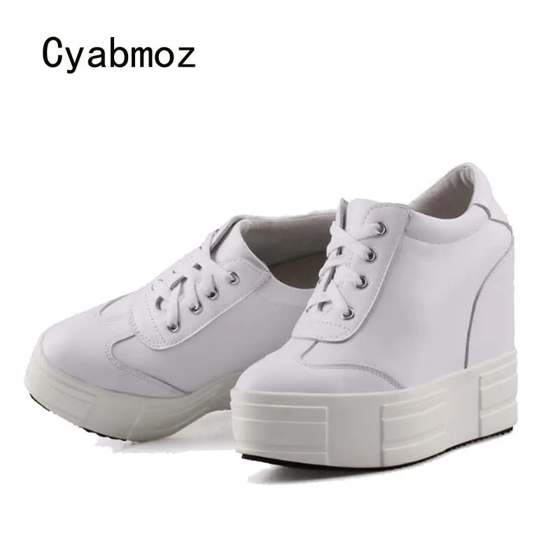 Cyabmoz Sexy High heels Sneakers Women Genuine leather height increasing Ladies Shoes Woman Pumps Zapatos mujer Tenis feminino