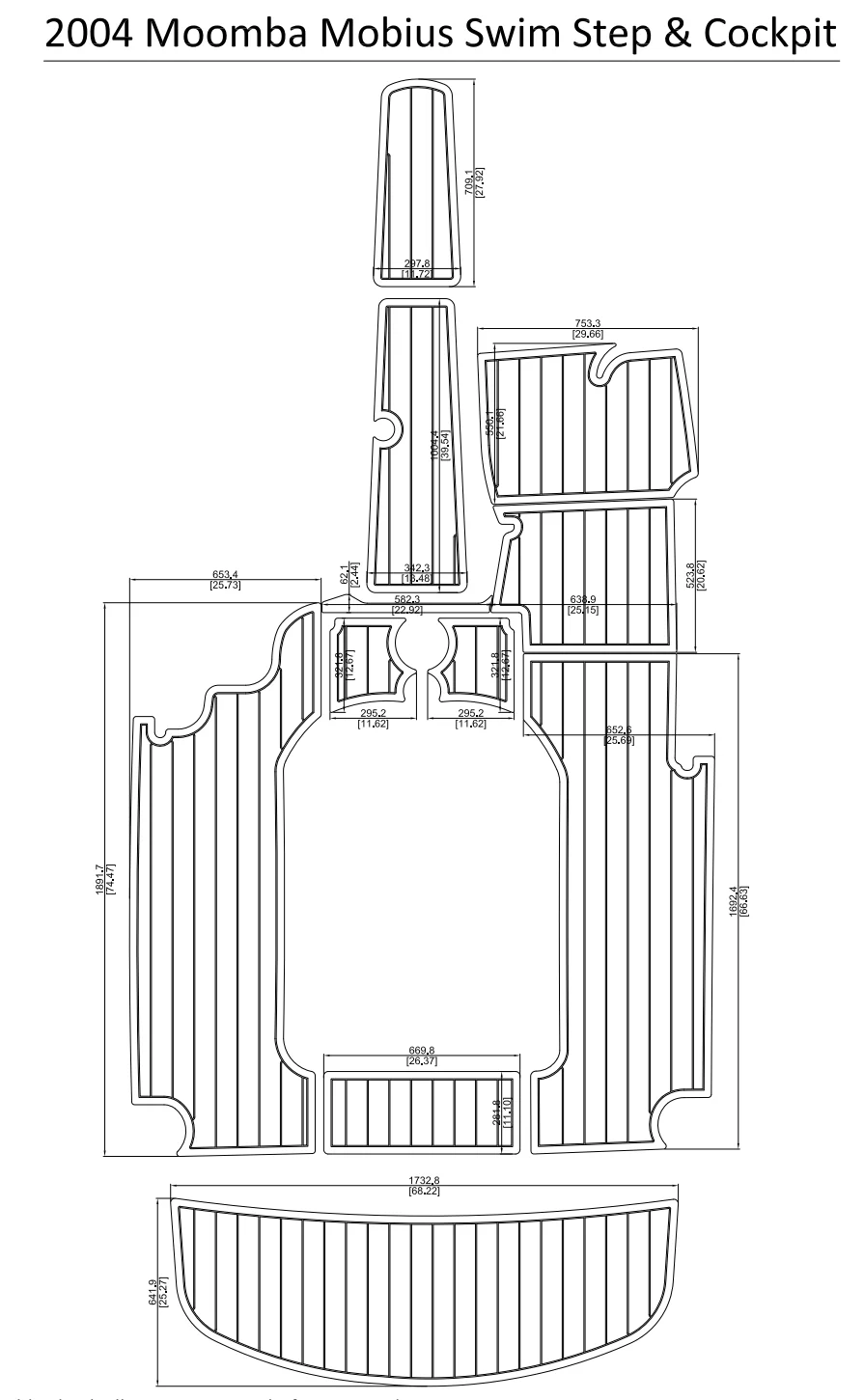 

2004 Moomba Mobius Swim Step & Cockpit Pad Boat EVA Teak Decking 1/4" 6mm