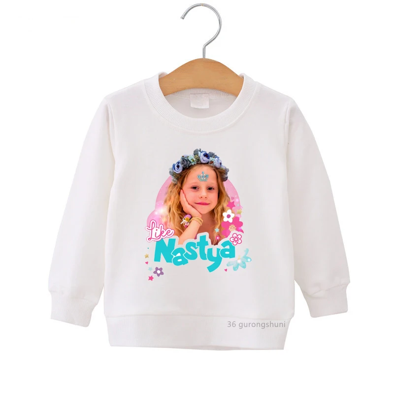 Kawaii Girls Crew Neck Sweater Lovely Like Nastya Girl Spring, Autumn Winter Long-Sleeved Sweatshirt Fashion Baby Girls Pullover