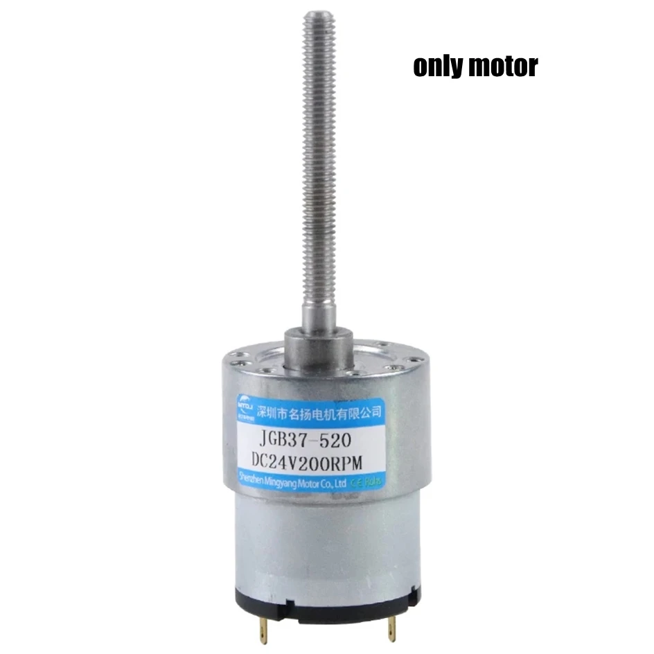 12V 3.6W 24V 5W DC Gear Motor M6 Threaded Screw Long Shaft 50MM JGB37-520 Low Speed 37MM Adjustable Speed CW CCW Motor