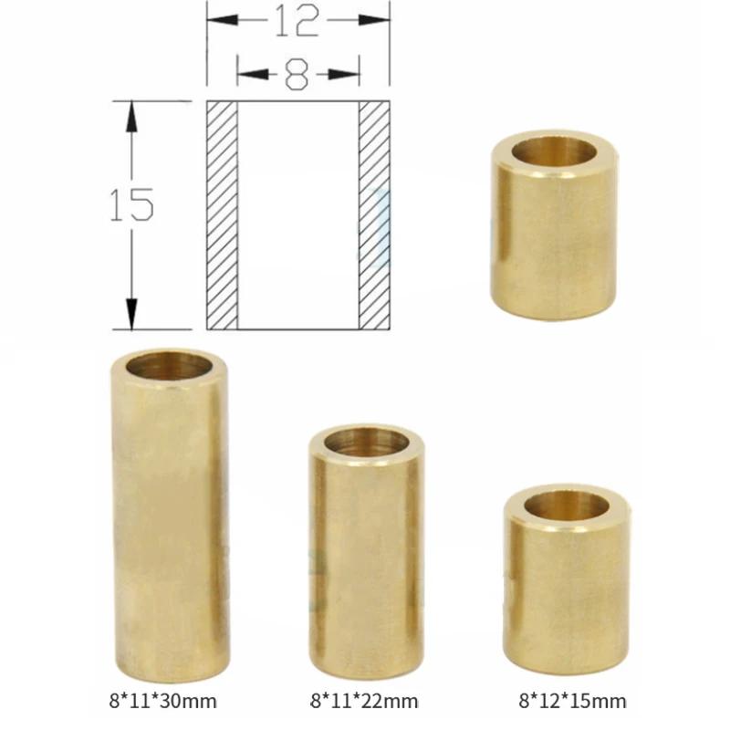 Kingroom-bucha de cobre auto-lubrificante para impressoras 3d, 2 peças, bucha de metalurgia, peça especial de rolamento