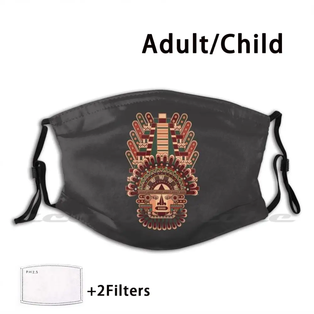 Mayan Deity Mask Cloth Washable DIY Filter Pm2.5 Adult Kids Mayan Mesoamerican Deity Mayan Deity Pyramid Ornaments American