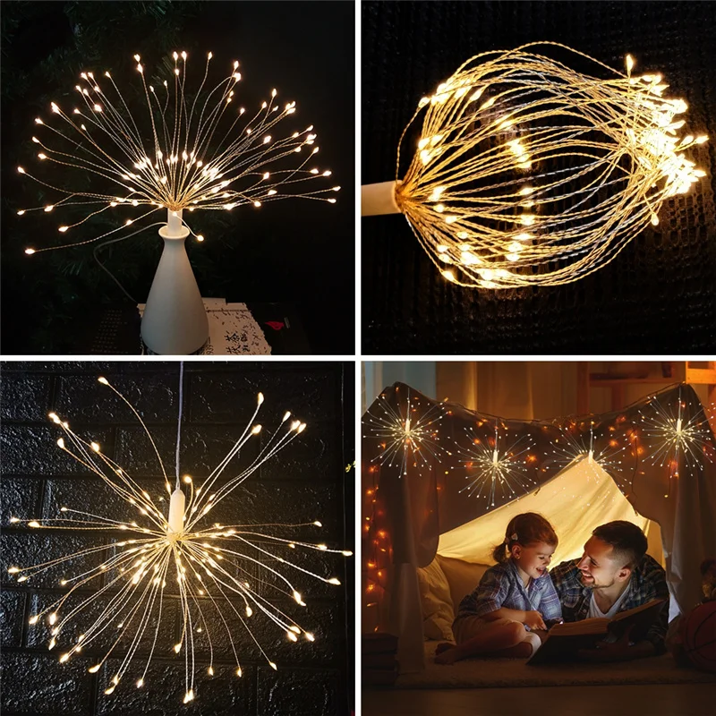 New LED Exploding Star Fireworks String Lights Outdoor Waterproof Christmas Garland Fairy Lights for Christmas Garden Decoration