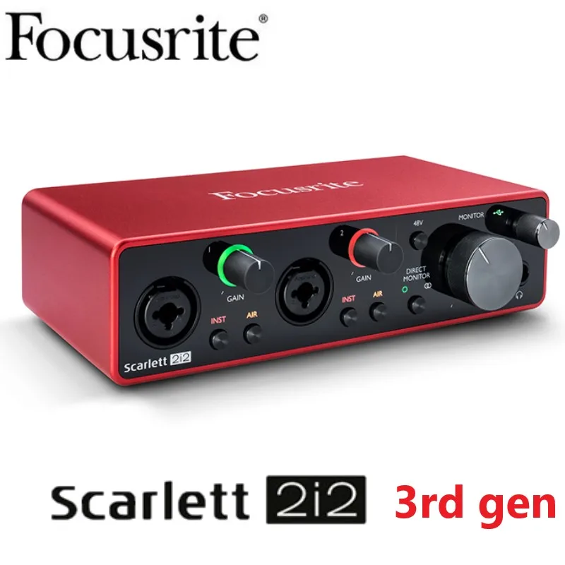 Focusrite Scarlett 2i2 الجيل الثالث بطاقة الصوت ميكروفون preamp اثنين من مدخلات الخط المتوازن، مناسبة لتوصيل مستوى الخط