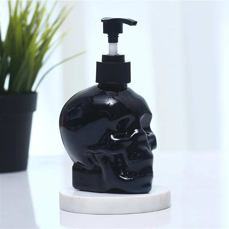 Creative Skull Liquid Soap Dispensers Black Plastic Hand Sanitizer Pump Bottles Shampoo Lotion Bottle Bathroom Storage Supplies