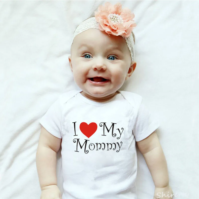 Summer Newborn Baby Clothes Boy Girl Kids Cotton Bodysuit Cute I Love My Mommy Outfits Infant Short Sleeve Mommy's Gift 0-24M