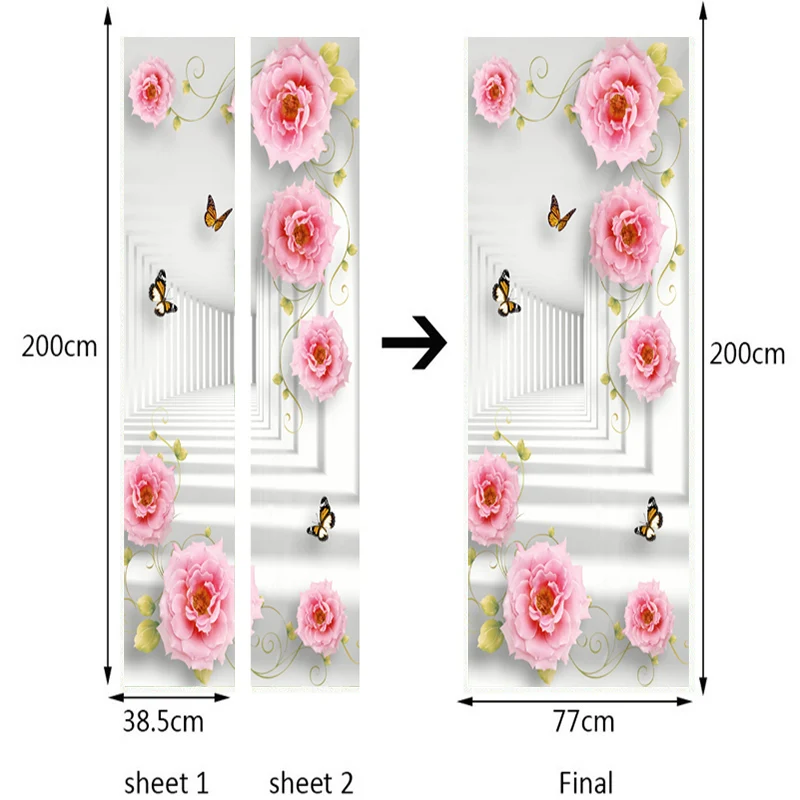 صور خلفيات 3D ستيريو الفضاء روز الزهور جدارية الباب ملصقا المعيشة غرفة نوم رومانسية ديكور المنزل PVC الذاتي لاصق المشارك