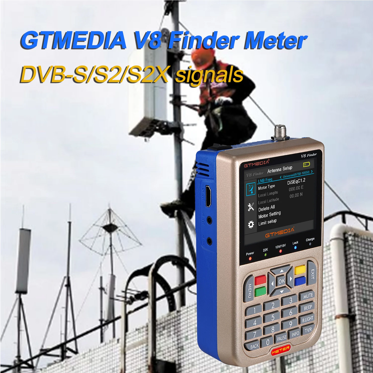 

GTMEDIA V8 Finder Meter DVB-S2/S2X Digital Satellite SatFinder HD 1080P Receptor Satellite Finder 3.5" Tool LCD Sat Finder lnb