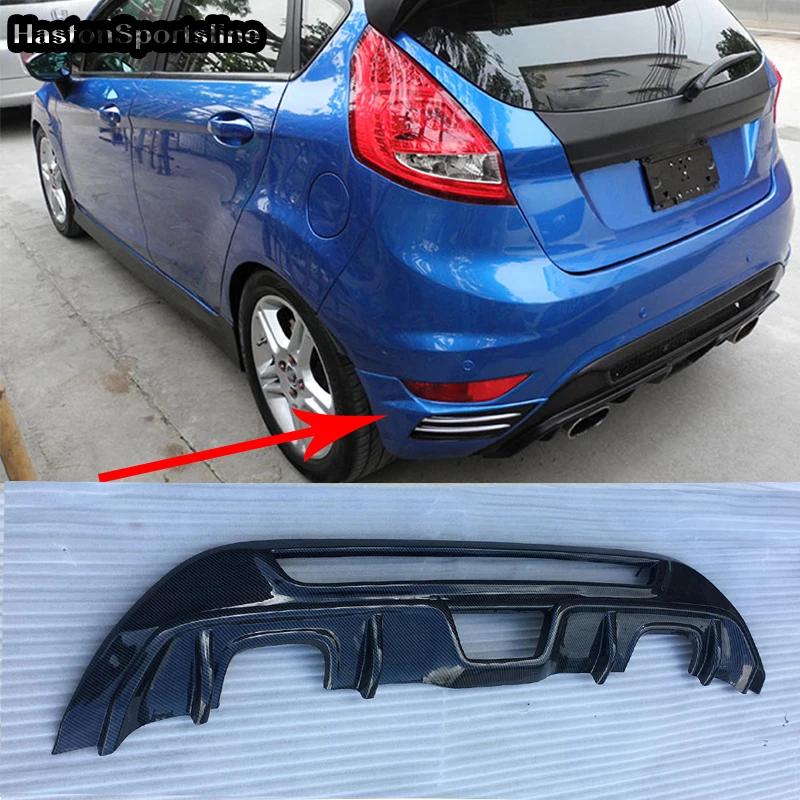 

For Ford Fiesta MK7 ABS Fake Carbon Fiber Rear Trunk Diffuser Boky Kit 2008 2009 2010 2011 2012 2013 2014