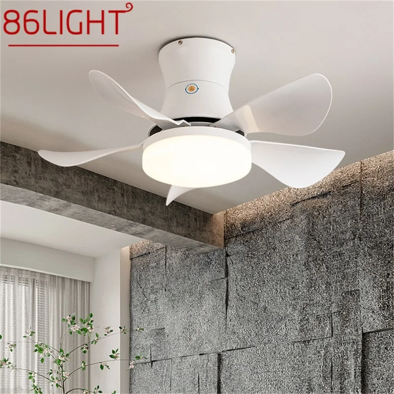

86LIGHT Nordic Ceiling Fan Lamp with Remote Control LED Contemporary Lighting for Home Bed Dining Room