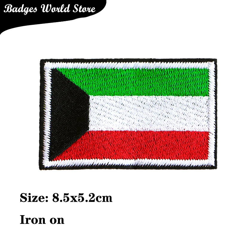 Rectangle British Turkish Kuwait Canada Flag Icon Embroidery Applique Patches For Clothing DIY Iron on Badges on the Backpack