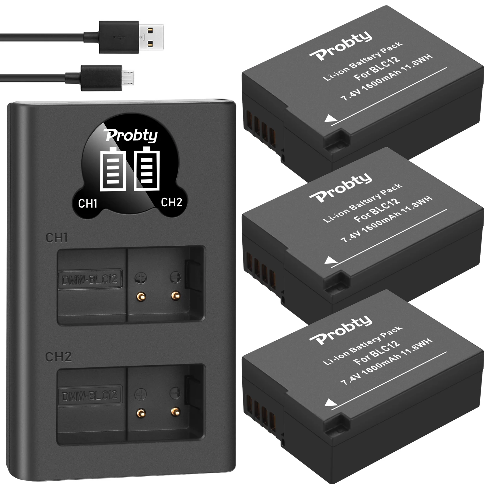 

DMW-BLC12 BLC12E BLC12PP DMW BLC12 Batteries + Dual Charger for Panasonic Lumix FZ1000,FZ200,FZ300,G5,G6,G7,GH2,DMC-GX8