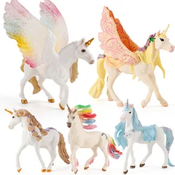 European Myth Unicorn Pegasus Rainbow Horse Unicorn with Wings Fairy Horse Figurine Model Desktops Decoration Kids Gift Toys