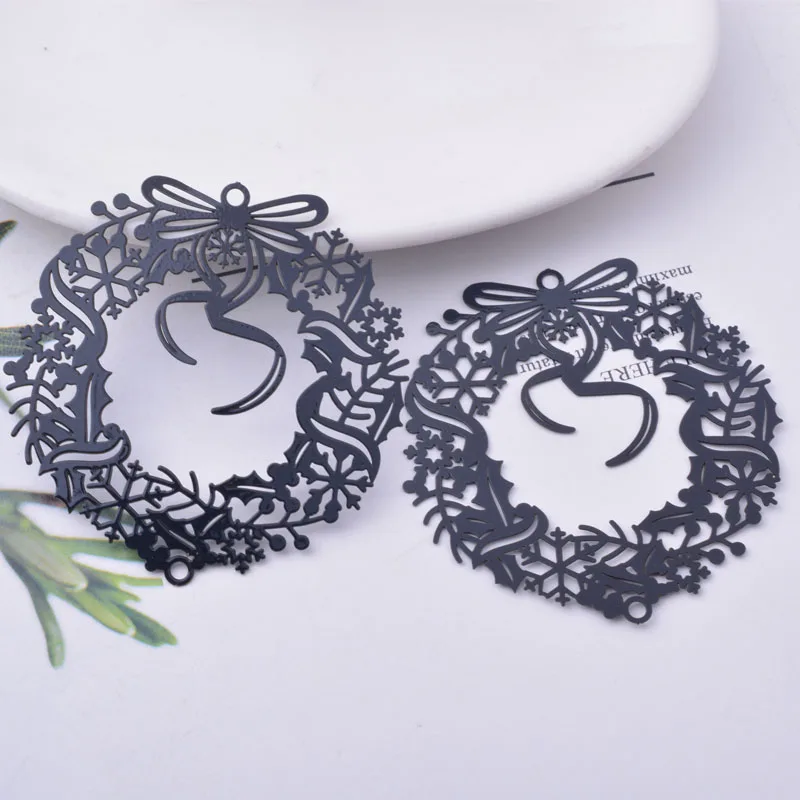 20 Stück AB6712 49*48mm Messing Weihnachtskranz Anhänger Verbinder Silberfarben Anhänger DIY Schmuck Ohrring Zubehör – Detail 5