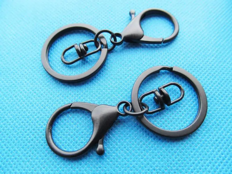 50pcs Black Strong Lobster Clasp Circle Clasp Key Chain Ring Connector Pendant Charm/Finding,DIY Accessory Jewelry Making