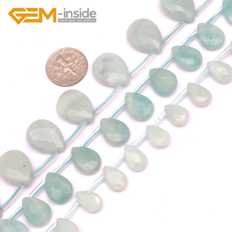 

Drop Shape Assorted Size Faceted Pure Amazonite Beads Natural Stone Loose Bead For Jewelry Making DIY 15 Inches Strand Wholesale