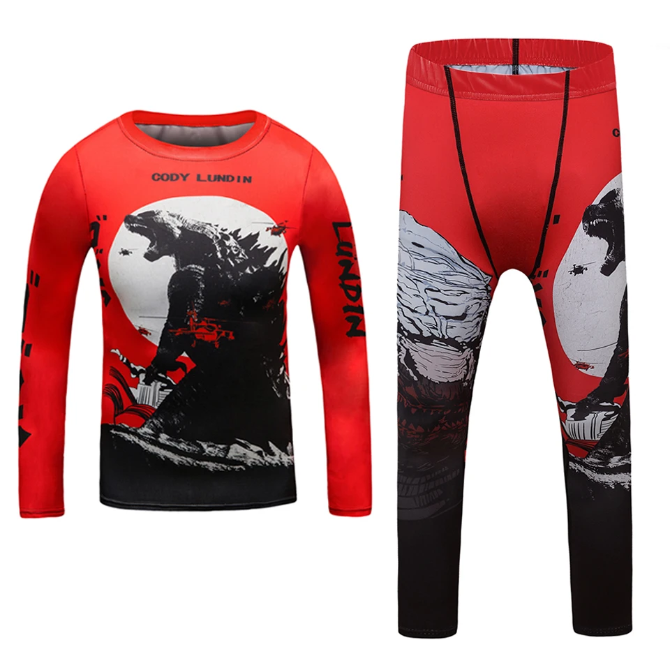 MMA Rashguard dla dzieci jiu jitsu T-shirt + spodnie Sportsuit chłopiec szorty MMA odzież Bjj Kickboxing koszulki dzieci wysypka straży zestawy