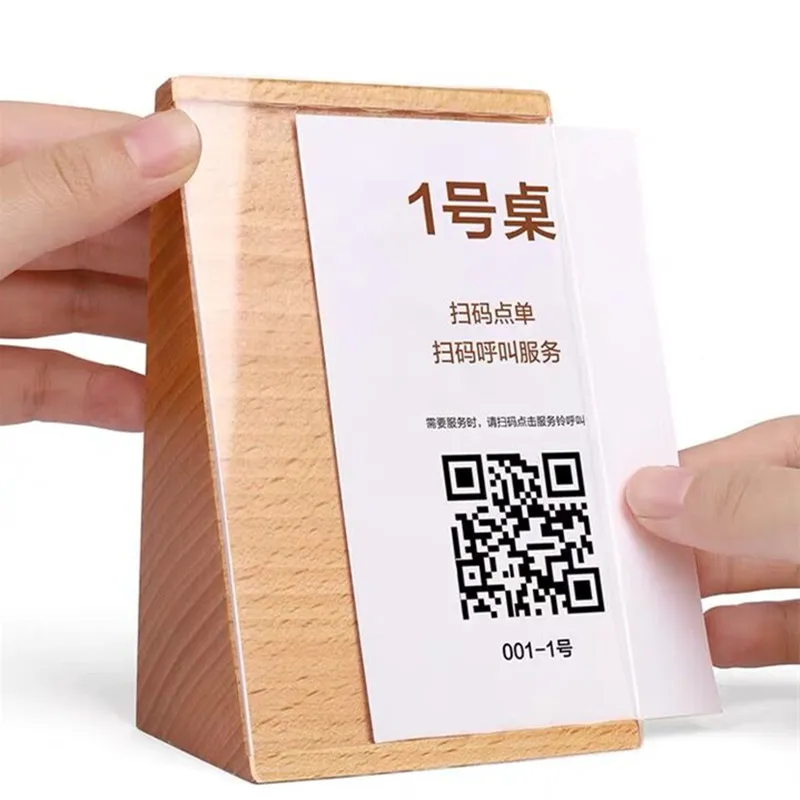 Wooden Table Top Acrylic Price Tag Label Paper Holder Stand Desk Sign Name Card Picture Photo Display Frame