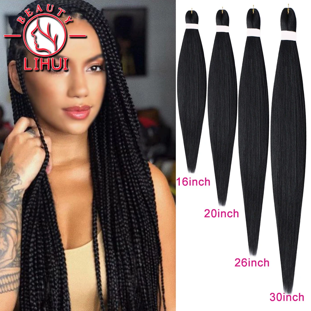 Lihui Einfach Jumbo Zöpfe Haar Extensions Pre Gestreckt Flechten Haar Weich Yaki Textur Afro Synthetische Haar Heißer Wasser Set