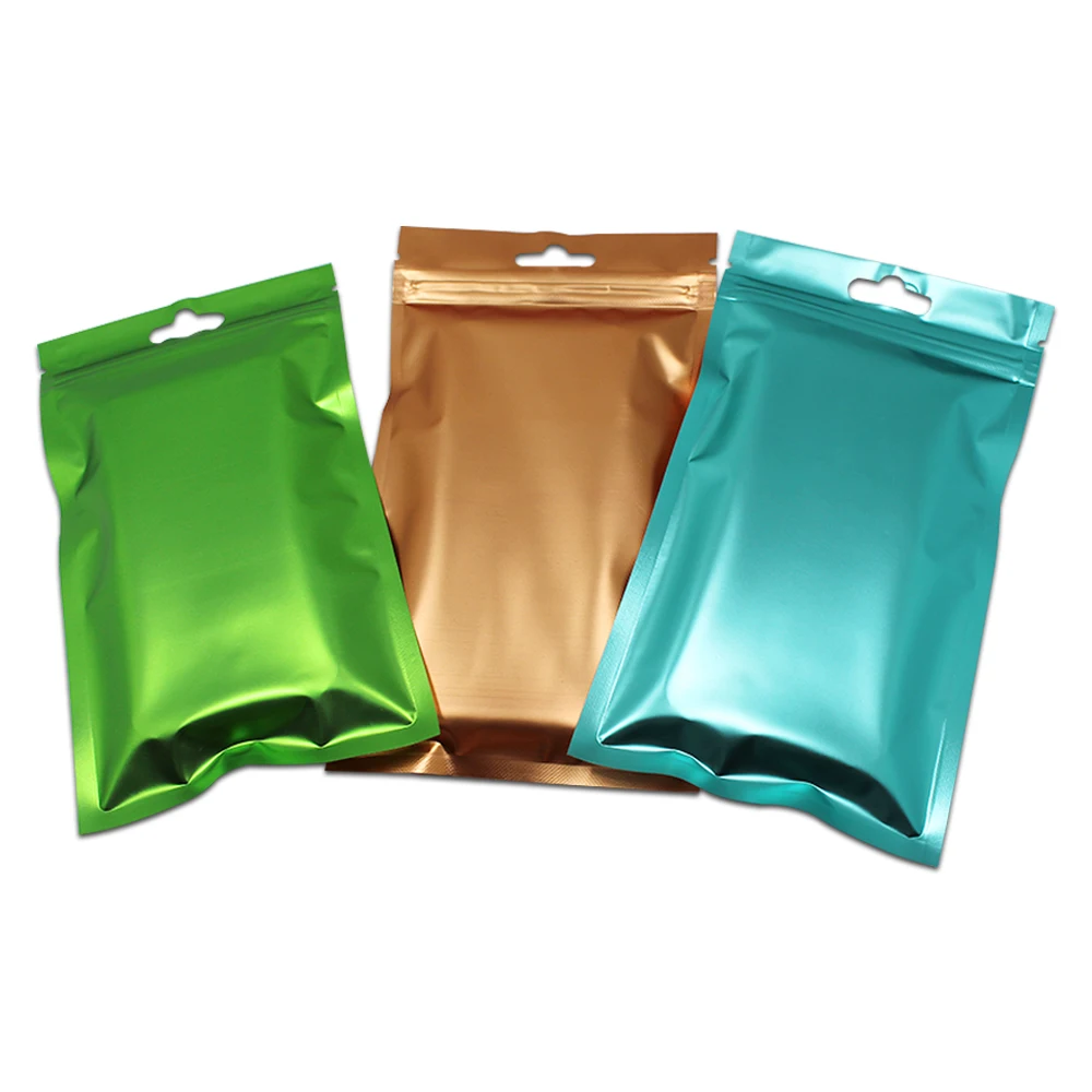 1500Pcs Colorful 7.5x12cm Matte Clear Aluminum Foil Zipper Packing Bag Sundries Charger Food Mylar Zip Lock Pouch with Hang Hole