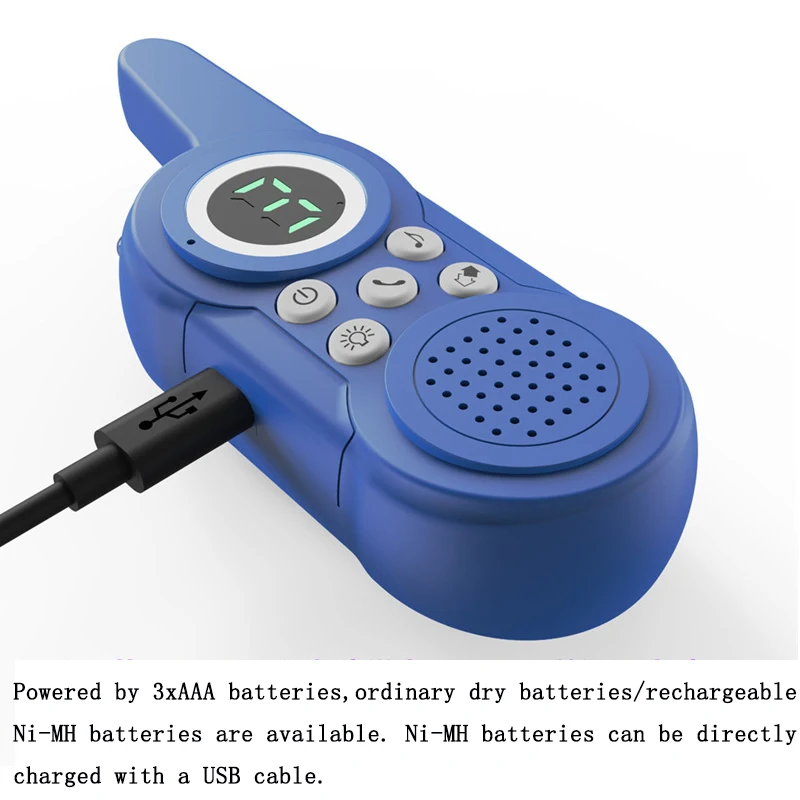 어린이 장난감 워키토키, 휴대용 무선 송수신기 기계, 어린이 선물, USB 충전 가능, 3 채널, 2 개/세트