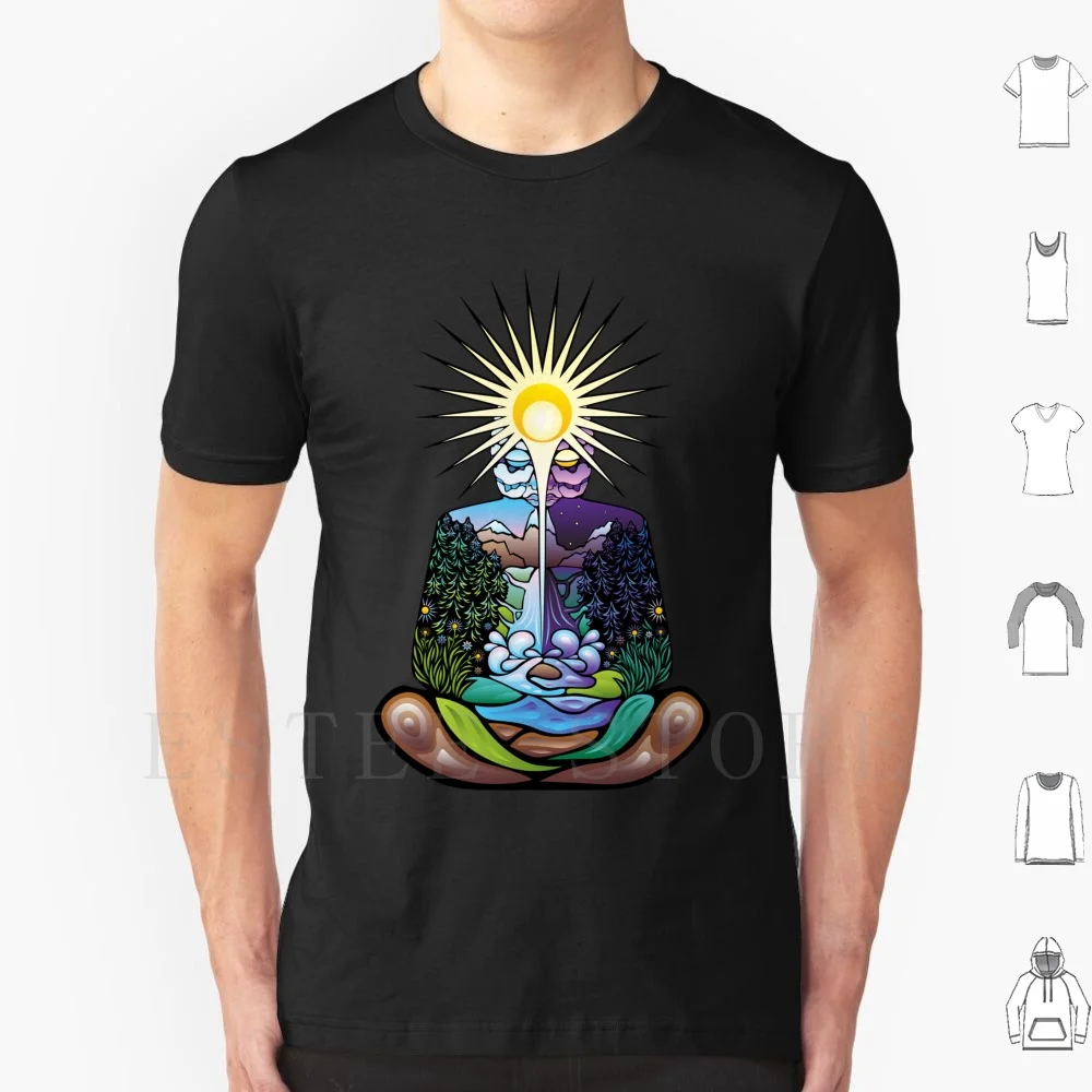 Psychedelic Meditating Nature-Man T Shirt DIY Big Size 100% Cotton Psychedelic Nature Man Meditation Buddhism Trippy Zen Om