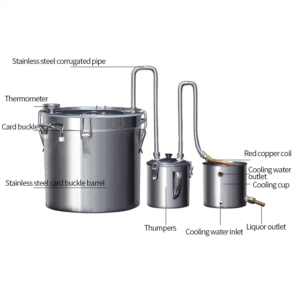 33L String Fragrance Cup Distiller Home Water Wine Oil DIY Distiller Stainless Copper Moonshine Alcohol Brewing equipment