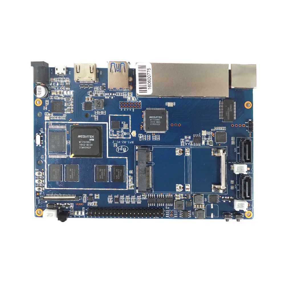 Четырёхъядерный процессор Banana Pi R2, 2 Гб ОЗУ, SATA, Wi-Fi, Bluetooth, 8 Гб eMMC