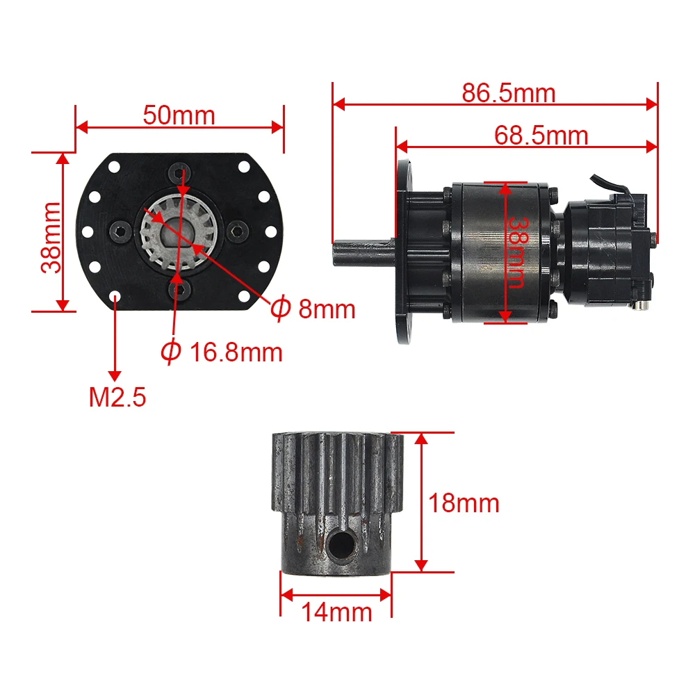 Simulation Brushless Rotary Motor Large Torque For  1/12 RC Hydraulic Excavator Loader Tamiya Engineering Vehicle DIY Robot part