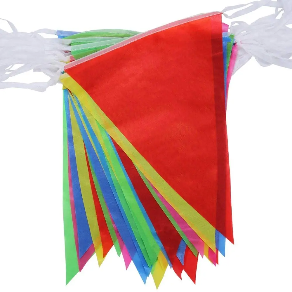 100pcs 38 meters handmade Fabric Triangular Bunting flags wedding Festival Pennant String Banner Buntings Colorful