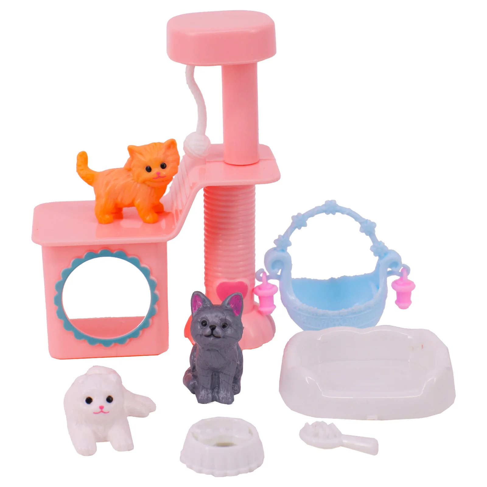 Barbies Princess Doll Accessories Cute Pet + Cat Climbing Frame Animal Simulation Model Interactive Mini Plastic Children's Toy