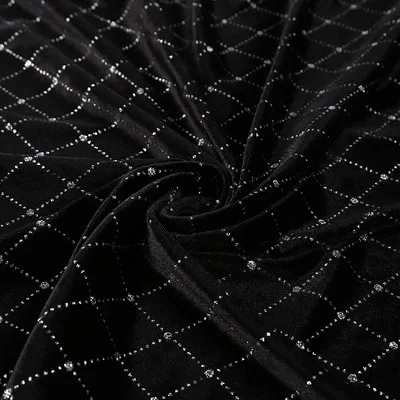 50x160cm Korean Velvet Bronzing Checkered Pattern Fabric Skirt Dress and Sewing Handicraft Decorative Cloth Velvet By Half Meter