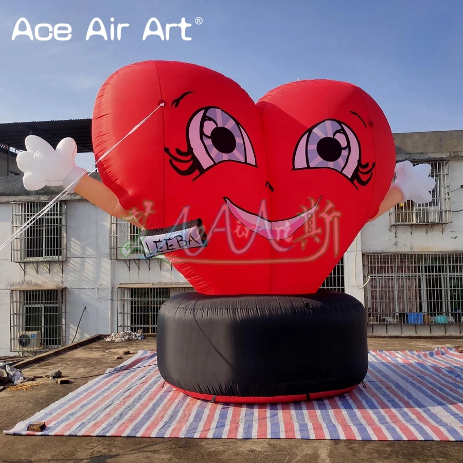 Inflatable Heart Shape Model Balloons with Free Air Blower for Valentine's Day Event Decoration