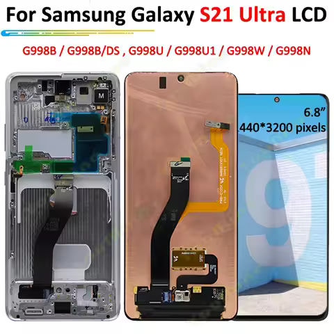 For Samsung Galaxy S21 Ultra 5G Lcd G998F G998F/DS with Frame Display Touch Screen Digitizer For Samsung s21 Ultra G998B LCD