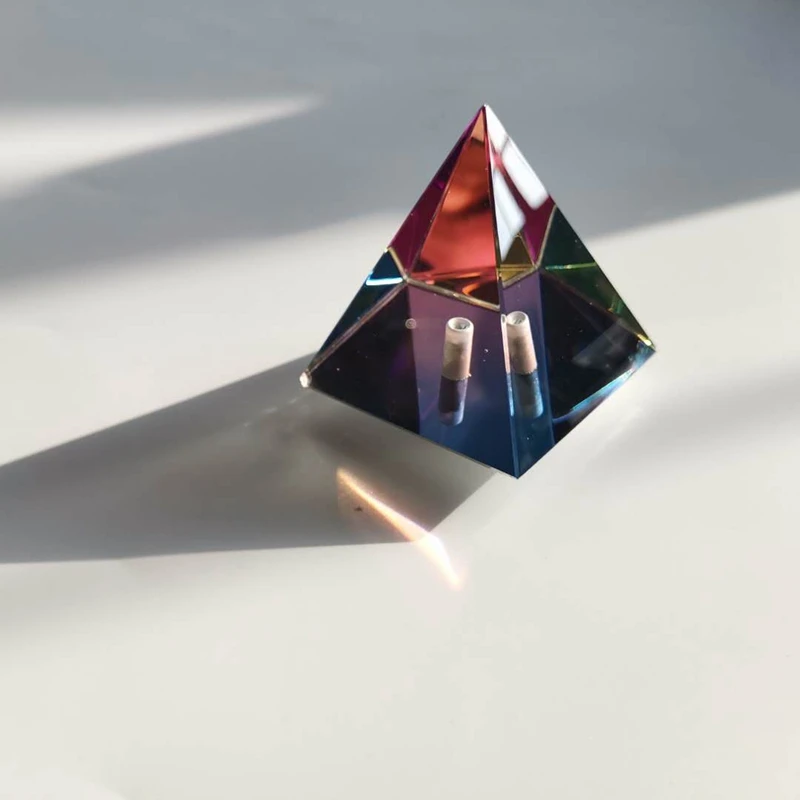 Egypt Egyptian Color Pyramid Glass 58mm Crystal Feng Shui Craft Ornament Chakra Healing Amulet Home Decor